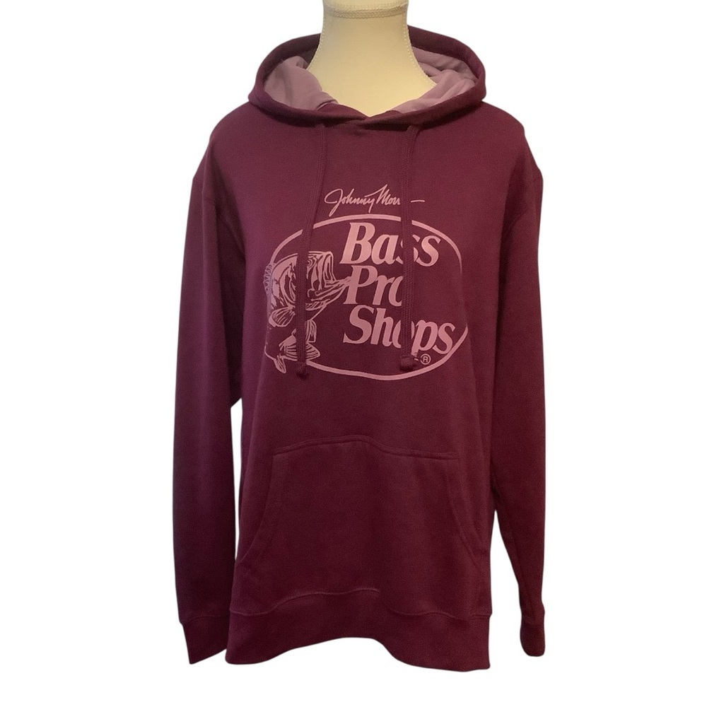 BASS PRO SHOPS NWT PLUM HOODIE/ SWEATSHIRT WITH LOGO PRINT/ Size XL